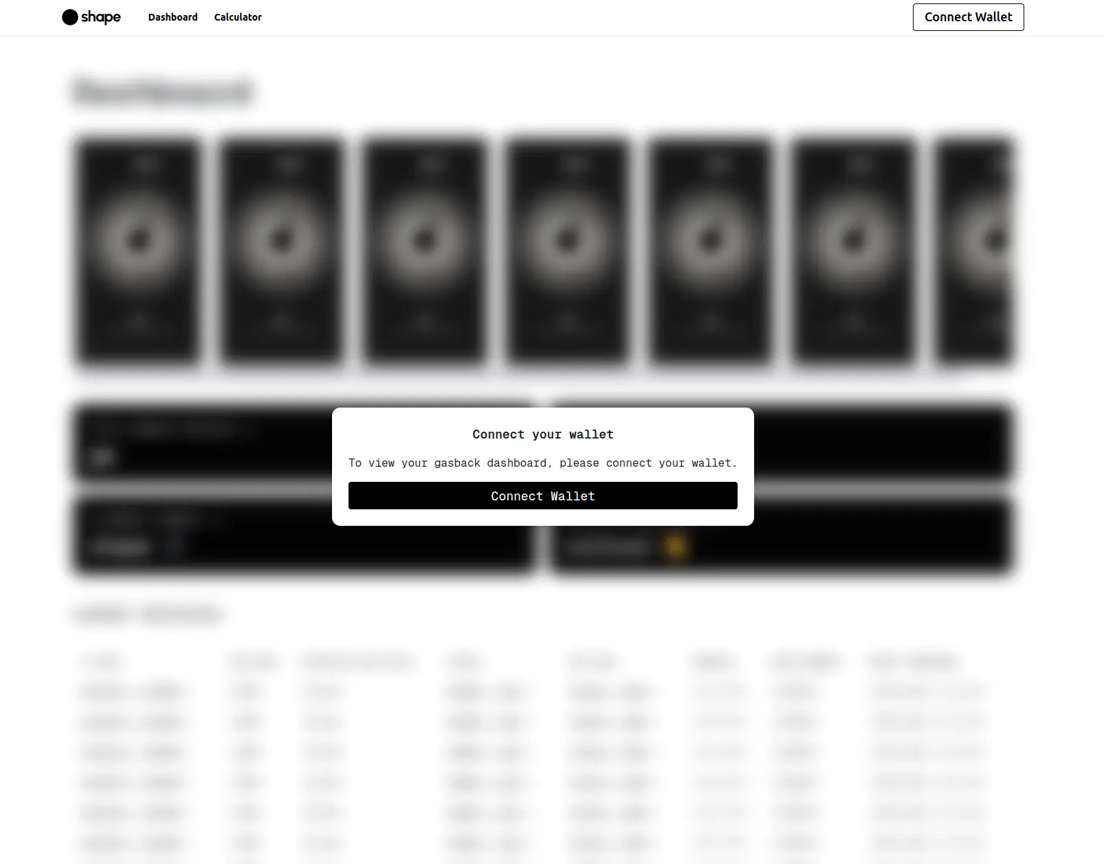 Gasback Dashboard