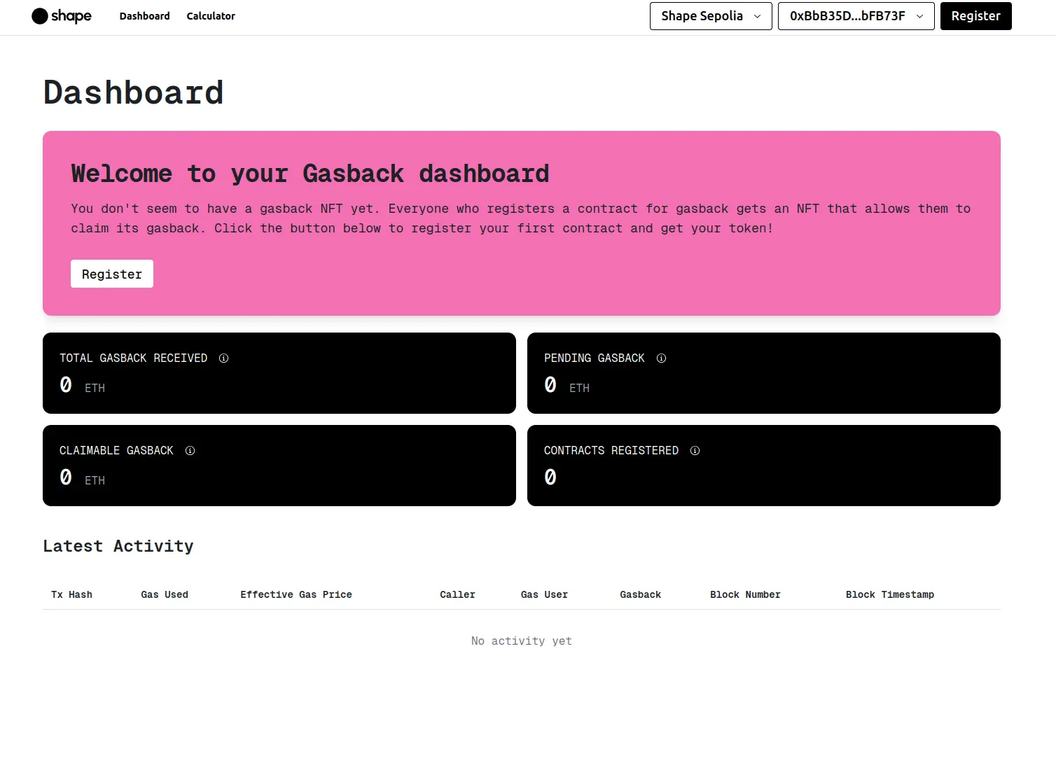 Gasback Dashboard